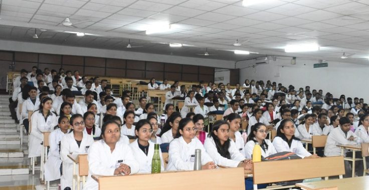 Lecture by Shri N K Tripathi, Vice-Chancellor, Malwanchal University to address the newly admitted students of MBBS Index Medical College.