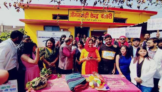 इंडेक्स मेडिकल कॅालेज कम्युनिटी मेडिसिन विभाग द्वारा आंगनवाड़ी केंद्र पर डायरिया जागरूकता अभियान