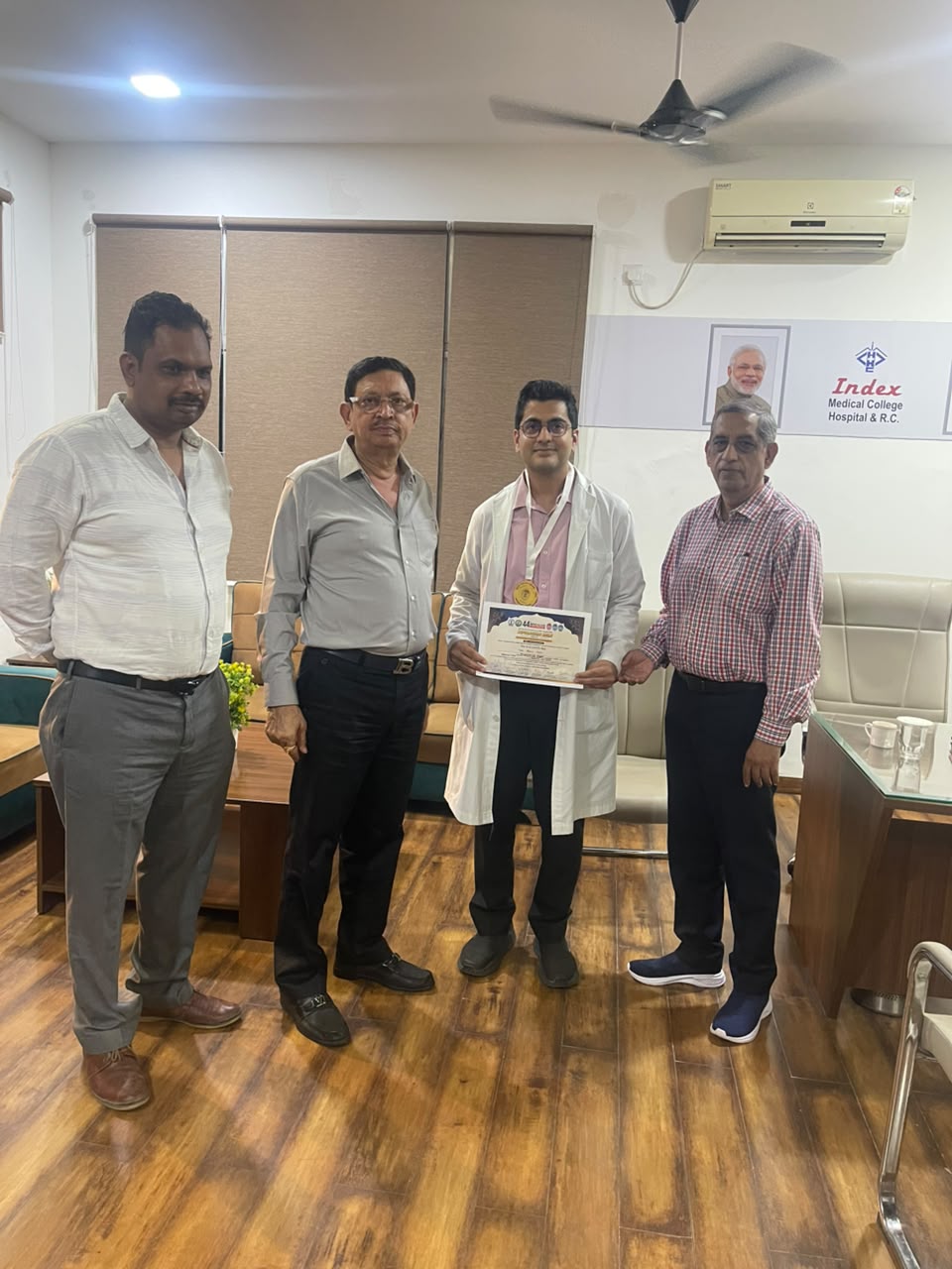 Dr. Amit Kumar Sahu receiving recognition for winning the Bronze Medal at MPIOACON 2026
