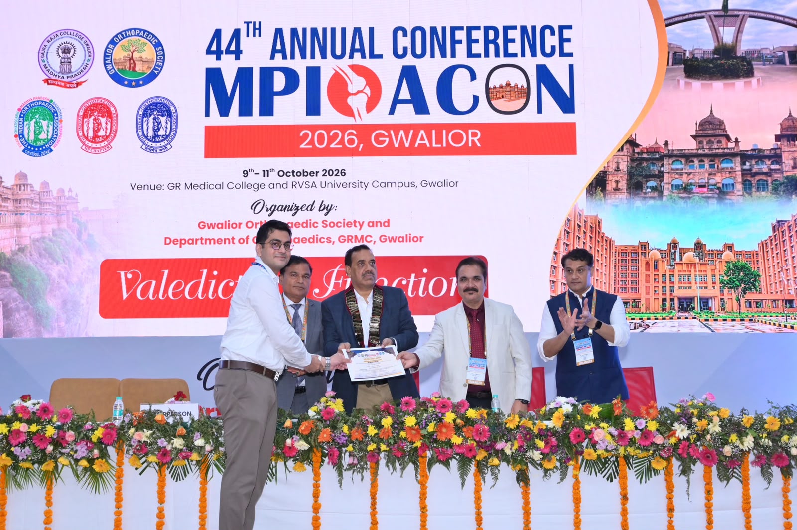 Dr. Amit Kumar Sahu receiving recognition for winning the Bronze Medal at MPIOACON 2026